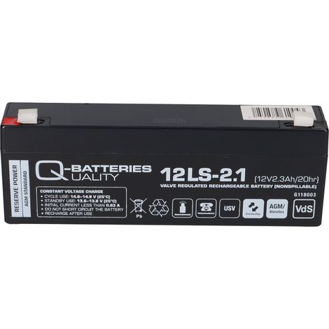Q-Batteries 12LS-2.1 12 V 2,1 Ah AGM Bleiakku VdS G117034 (1/5)