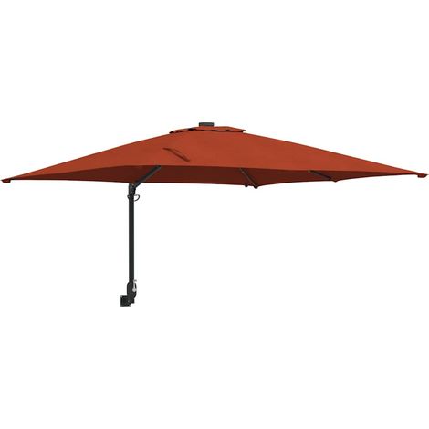 Sombrilla de jardín moderna inclinable 248,5 x 247,5 x 160 cm con práctica iluminación LED poliéster terracota 020058655