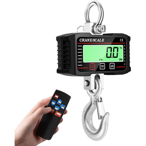 Digital LCD Display 2000kg Crance Scale Portable Electronic Heavy Duty Weight Hook Crane Industrial Grade Weighing Meter with 3-Unit Conversion Function (1/5)