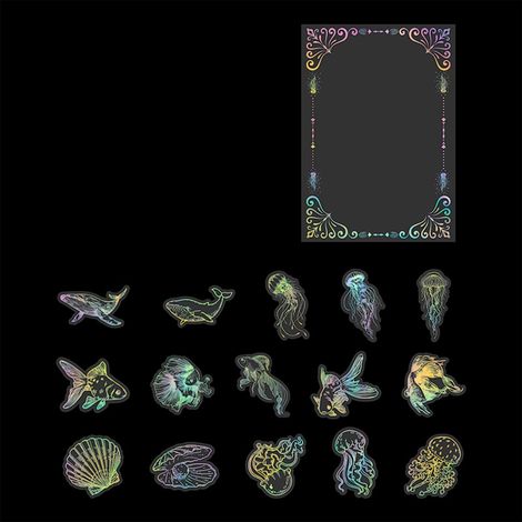 45-teiliges Set mit Zeitungsaufklebern, dekorative Klebeaufkleber, animiertes Fantasy-Ozean-Design, kreatives DIY-Papier-PET-Premium-Set (1/5)