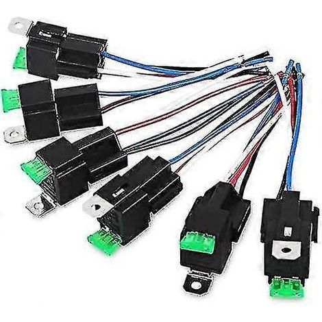 Compatible avec six faisceaux de relais-fusibles 24 V 30 A, comprenant des fusibles à lames ATO/ATC, des relais électriques automobiles SPST à 4 broches et un fil robuste de calibre 14 AWG. (1/5)