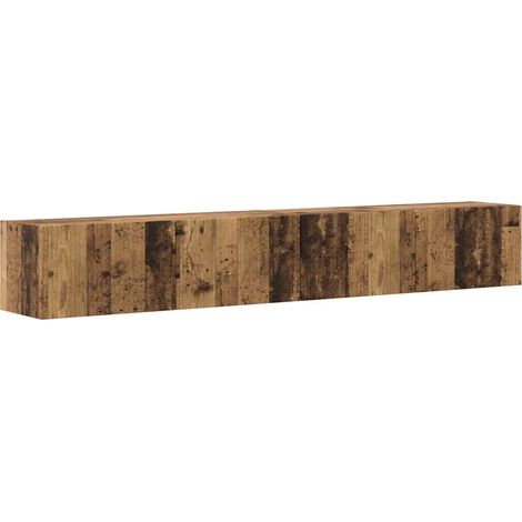 Set di 2 mobili porta TV da parete moderni 98 x 31 x 29 cm con ripiani pratici in stile minimalista in legno antico 020054932