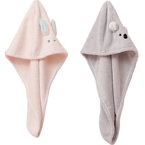Lot de 2 serviettes absorbantes pour sécher les cheveux, type turban, pour femmes et filles. Séchage rapide et magique. (1/4)