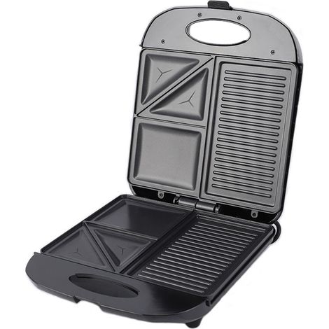 Gaufrier 1400 W avec revêtement antiadhésif en fer et nettoyage facile, plaque électrique 3 en 1 en forme de sandwich, œufs, chauffage multifonctionnel, panini, pain, Prise UE