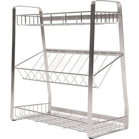 Sturdy 3-Tier Stainless Steel Storage Rack, Kitchen Seasoning Organizer with 3 Layers for Kitchen Countertop and Pantry Storage (1/5)