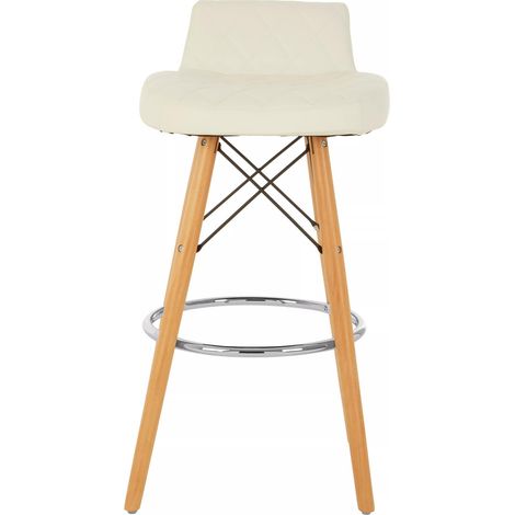 Interiors by Premier White Leather Effect Seat Bar Stool, Comfortable Seating Faux Leather Bar Stool, Space-Saver Kitchen Stool (1/5)