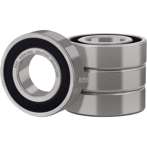Roulement À Billes 6004-2RS - 20x42x12 mm - Joint Double En Caoutchouc - Étanche - Acier Chromé - 4 Pièces (1/5)