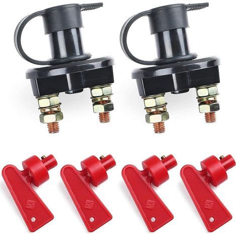 Set mit 2 12V-24V-Batterietrennschaltern, Hauptschalter, kompatibel mit abnehmbaren Schlüsseln, 2 Löcher, für Fahrzeug, Boot, Auto (1/5)