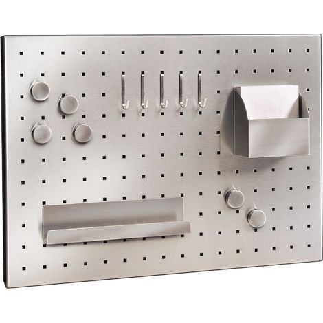 Memoboard „Jasmin“ aus mattiertem Edelstahl 50 x 35 x 1,2 cm Ideal für Büro und Zuhause