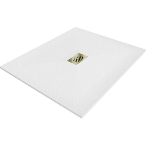 Mexen Hugo piatto doccia rettangolare SMC 130 x 100 cm, bianco, copertura oro - 42101013-G (1/5)