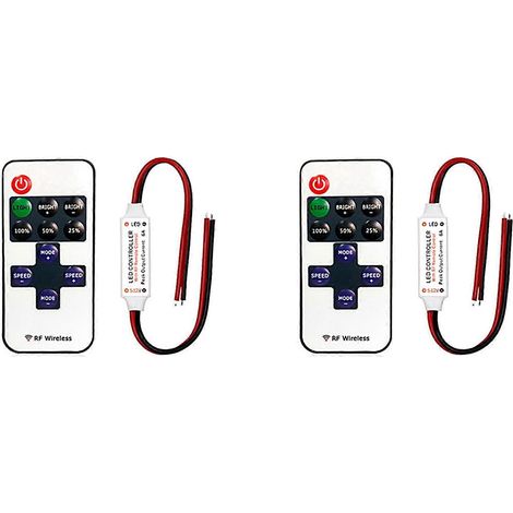 Deux mini télécommandes sans fil RF à 11 touches, compatibles avec les variateurs de lumière sans fil pour bandes LED monochromes. (1/5)