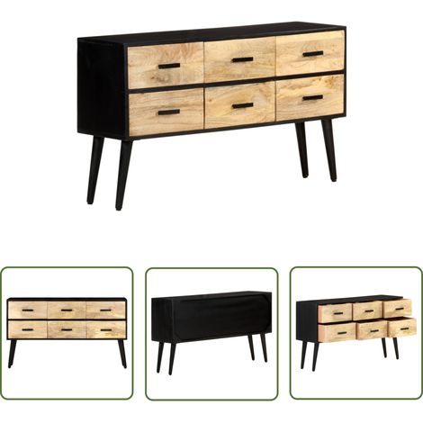 The Living Store Buffet 110x33x64 cm Bois de manguier massif - Buffet - Meuble De Rangement - Commode - Bois Massif - Manguier (1/5)