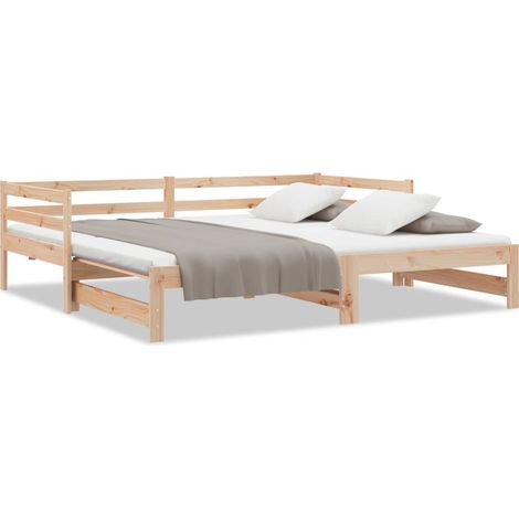 Maison Exclusive - Divano Letto Estraibile in Legno Massello di Pino 2x(90x200) cm