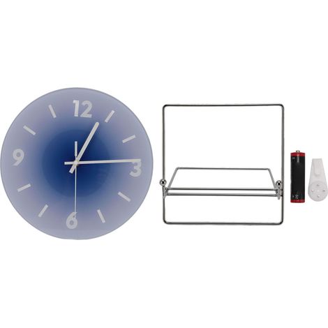 12 Inch Round Clock Battery Operated Silent Clock Wall Hanging Glass Clock for Living Room Bedroom Kitchen Office Blue (1/5)