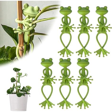 Attache Plante, Tuteurs pour Plantes, Support de Plantes Grenouille Multi-usages, Supports de Plante de Grenouille Verte, Statues d'animaux, Plantes en Pot, etc (6) (1/5)