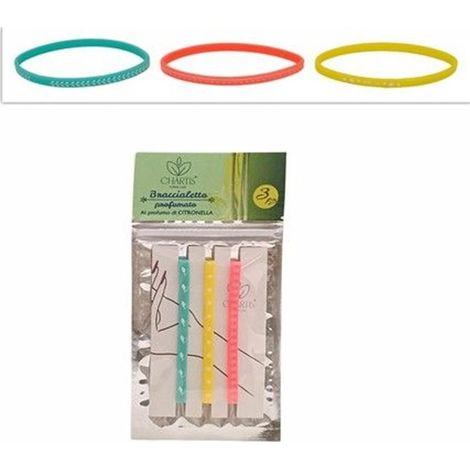 TRADE SHOP - Set 24pz Da 3 Braccialetti Profumati Alla Citronella ø6cm Colori Assortiti 671610a -