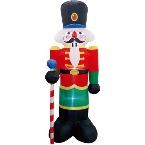 240cm Inflatable Classic Nutcracker Christmas Decoration, Light-Up Christmas Decoration with Built-in Fan and LED Lights