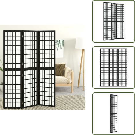 Cloison de séparation pliable 3 panneaux 120x170 cm Noir - Cloison De Séparation - Séparateur Pièce - Écran D'intimité - Décoration Murale - Style Japonais (1/5)