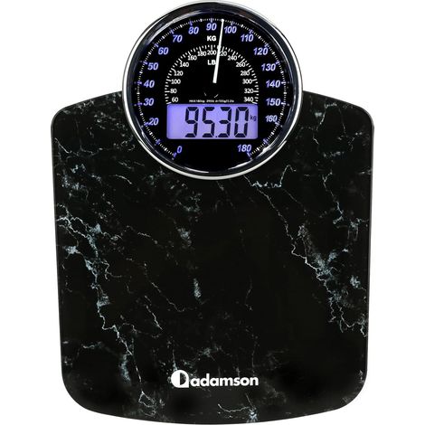 Hybrid Pèse-Personne - Analogique & Digital, Précis jusqu'à 180 kg Lisez votre poids sur cadran analogique et LCD en même temps. Large plateau, 3 piles AAA incluses, prêt à l'emploi (1/5)