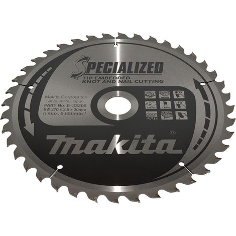 Makita - Lama per sega circolare per legno, 270x30 mm, 40 denti B-33205 (1/2)