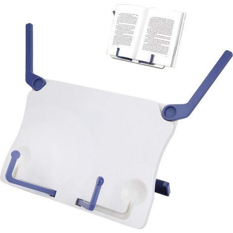 Pupitre pliable portable (blanc/bleu) – Plastique ABS, pour partitions, notes et tablettes, idéal pour piano, guitare et étude (1/5)