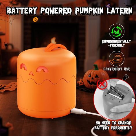 Lanterne citrouille d'Halloween rechargeable, lanterne Jack-o'-lantern pliable  Lanterne citrouille à piles avec cordelette de suspension - Décoration de fête d'Halloween, lanterne citrouille lumineus (1/4)