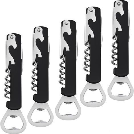 5 PCS Tire Bouchon Limonadier Professionnel Sommelier - , Couteaux de Sommelier ,3 en 1 Tire Bouchon Sommelier, en Acier Inoxydable Avec Décapsuleur et Coupe-Capsule, Qualité Hôtel et Restaurant (1/5)