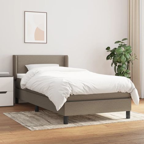 Lit à sommier tapissier avec matelas - Lit Adulte - Meuble de Chambre à Coucher - Taupe 90x190 cm Tissu VSGS899448 (1/5)