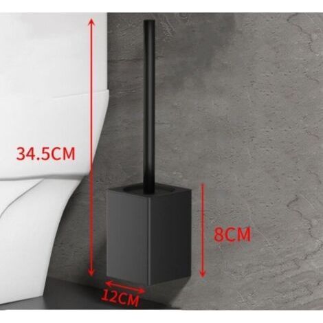Schwarze, wandmontierte Toilettenbürste aus Aluminium – Bohrfreie Montage – Halbkugelförmiger Bürstenkopf für effektive Reinigung – Modernes Design (1/5)