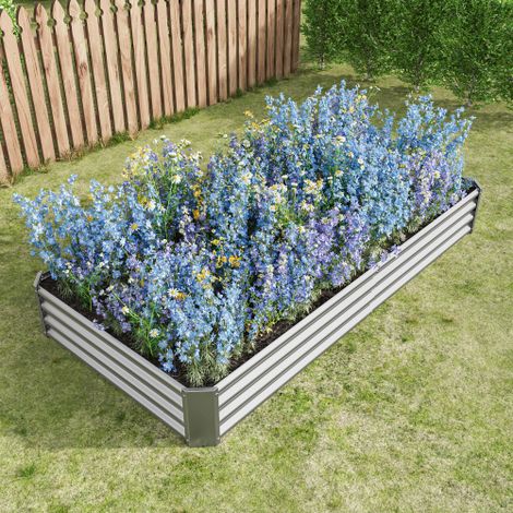 Erhöhtes Hochbeet aus Metall 232x113.5x30 cm, aus Stahlblech, aus rostfreiem Material, ohne Sockel, ideal für Gemüse, Kräuter und Blumen