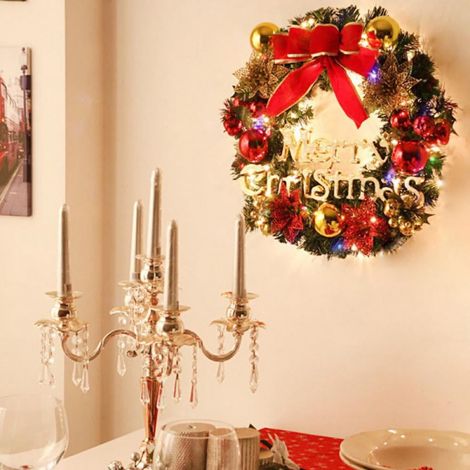 Guirlande De Noël - Couronne De Porte Extérieure En PVC Et Fer - Diamètre 30 Cm - Pour Décoration De Porte D'Entrée Ou Mur - 1 Pièce (1/3)