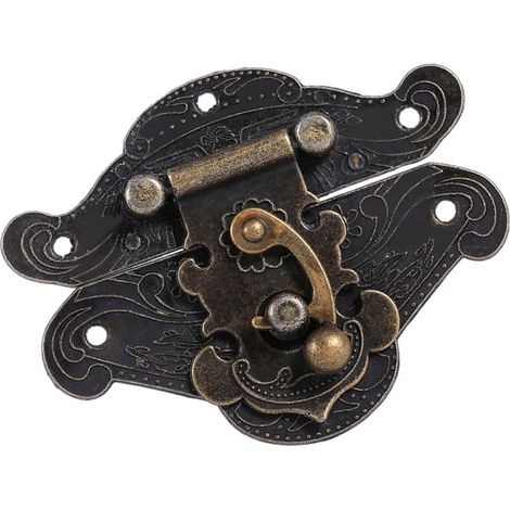 Serrure de porte meuble ancien avec pêne décoratif rétro en (1/5)