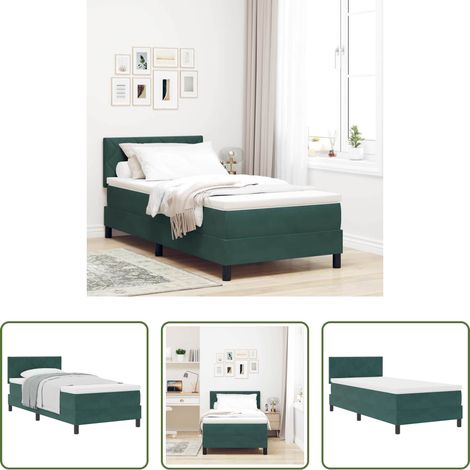 Matratze - Boxspringbett mit Matratze Dunkelgrün 90 x 200 cm Samt (1/5)