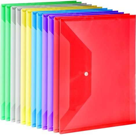 Enveloppes en polyéthylène, disponibles en plusieurs couleurs, pochettes transparentes pour documents, avec porte-étiquettes et boutons-pression, matériau durable, format A4/lettre extensible, adaptée (1/5)
