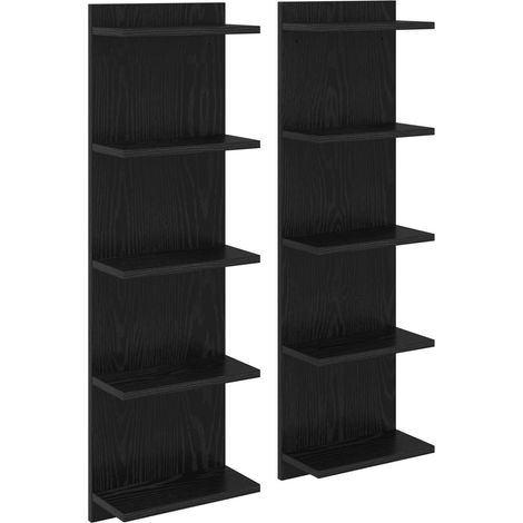 Estante de pared 2 uds. Roble Negro 30 x 15 x 100 cm vidaXL