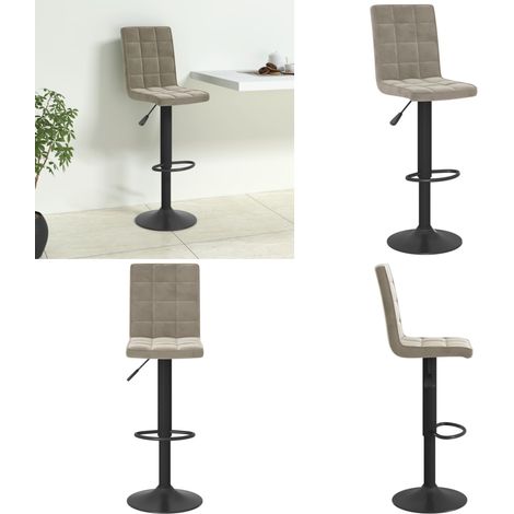 vidaXL Tabouret de bar Gris clair Velours (1/5)