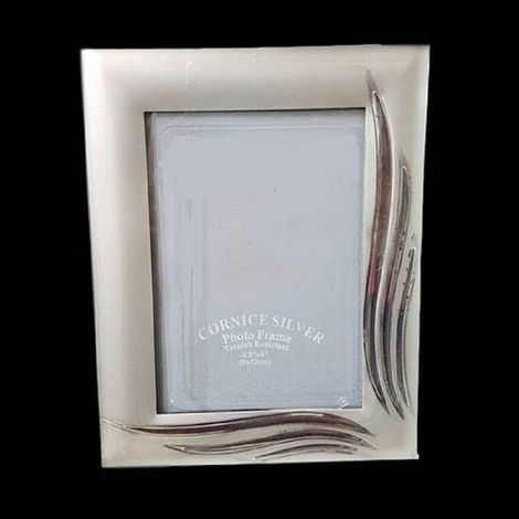 Trade Shop - CORNICE PORTAFOTO FOTOGRAFIA 9 X 13 CM SILVER FOGLIE EFFETTO SATINATO -