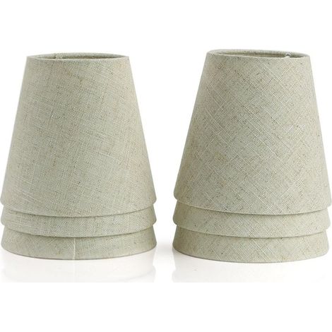Abat-jour pour bougie lustre en cristal applique murale lampe suspendue abat-jour en tissu (lot de 6, beige) (1/5)