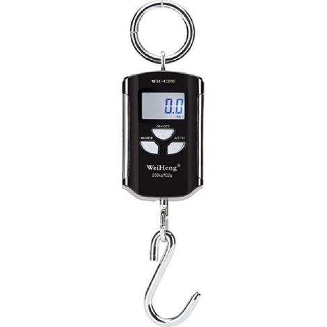 Balance de grue électronique portable, balance à bagages, plage de mesure précise 200 kg/100 g crochet en acier inoxydable audacieux - noir (1/5)