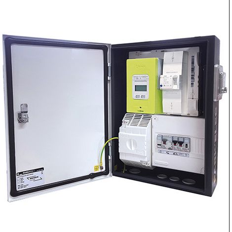 Michaud – Armoire de recharge PARKBOX 3 monophasée 3,7 kVA – Prise renforcée métal avec volet verrouillable – Pour colonne horizontale NF C14-100 (1/4)