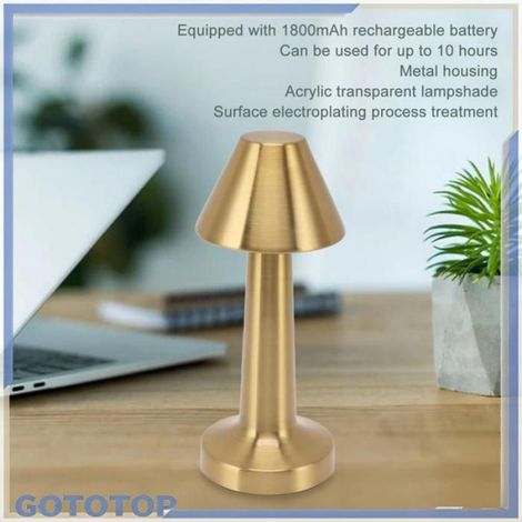 Fdit lampe à LED dimmable Lampe de table à LED 3W 3 couleurs étape sans étape USB Lumière à LED sans fil linge poser Or rose Or (1/4)