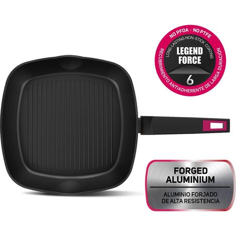 Taurus Best Moments Grill - Grill de geschmiedetes Aluminium. 28x28 cm. ergonomischer Griff. für alle Arten deof von Feuer. Antihaftbeschichtung. spülmaschinenfest. PFOA-frei. schwarz