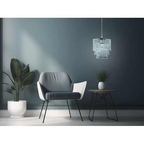 Kleiner LED Kronleuchter Chrom mit Kristall Behang aus Acryl, Ø 25cm (1/5)