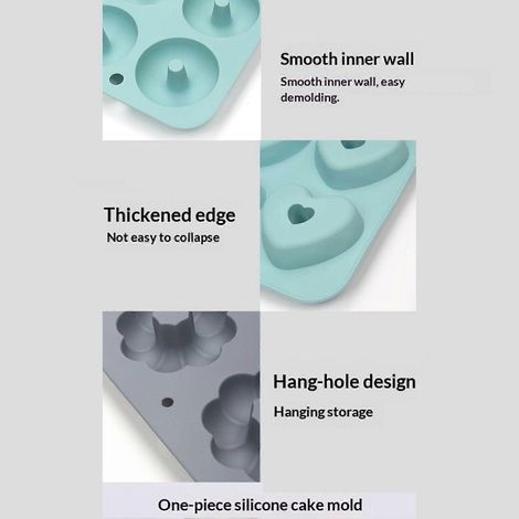 Moule à gâteau en silicone, lot de 3 pièces, en forme de cœur. Antiadhésif, facile à nettoyer, compatible four, micro-ondes, congélateur et lave-vaisselle. Idéal pour la cuisson de desserts et de bonb (1/5)