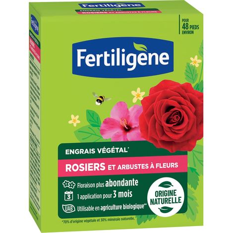 Engrais Végétal Rosiers et Arbustes à Fleurs 1,2 kg - Une Floraison Plus abondante - Seulement 1 Application en 3 Mois - Jusqu'à 48 Pieds - Produit 100% Naturel avec zéolite (1/2)