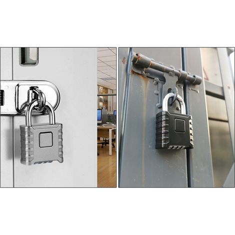 Cadenas de sécurité à combinaison réinitialisable à 4 chiffres, en acier inoxydable noir, pour armoire ou boîte à outils (1/5)
