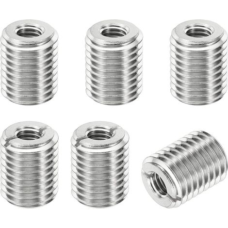 Filetage Adaptateurs Manchon Réducteur Écrou Insert Fileté Metal, 6 pcs M16x2 Mâle à M8x1,25 Femelle Réparation Insérer Écrou Vis Réducteur Inox Acier Attache 20mm (1/5)