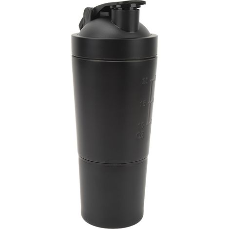 Edelstahl-Shakerflasche, Protein-Shaker-Waage, tragbarer Shaker mit Schneebesen zum Mischen von Proteinpulver, schwarz, 600 ml (1/5)