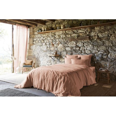Housse de couette 200 x 200 cm – Lin Français Lavé – SOLINE Vieux Rose (1/4)