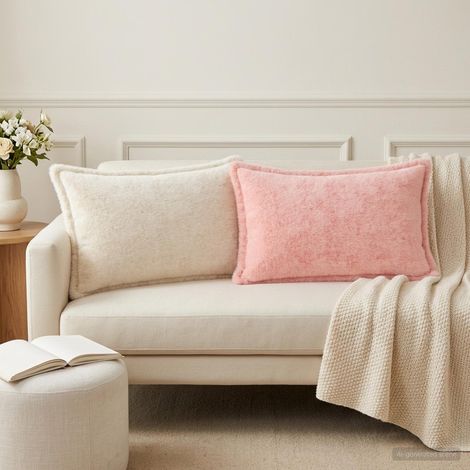 vidaXL Cushion Cover 6 pcs HOUTEN Pink 50 x 80 cm Faux Rabbit Fur (1/5)